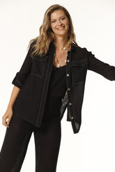 LINEN GRID BIBER JACKET